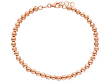 Load image into Gallery viewer, 18k rose gold 4mm balls bracelet, 18cm, 7.1&quot;, smooth spheres, made in Italy
