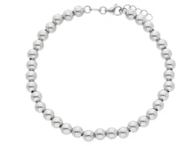 Load image into Gallery viewer, 18k white gold 5mm balls bracelet, 18cm, 7.1&quot;, smooth spheres, made in Italy.
