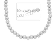 18k white gold 5 mm balls chain, 18 inches, smooth spheres, made in Italy.