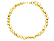 Load image into Gallery viewer, 18k yellow gold 5mm balls bracelet, 18cm, 7.1&quot;, smooth spheres, made in Italy.
