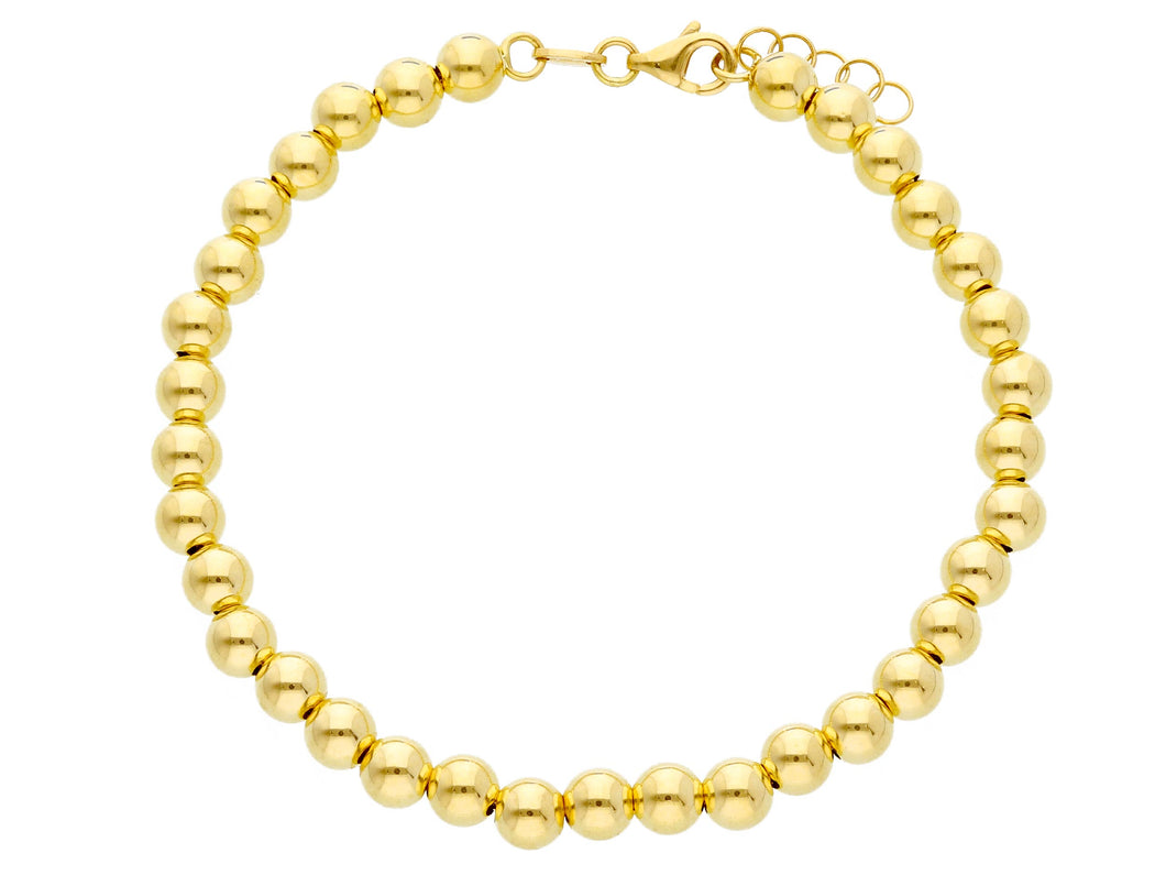 18k yellow gold 5mm balls bracelet, 18cm, 7.1