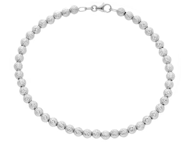 18k white gold bracelet 19cm worked spheres 4mm diamond cut balls.