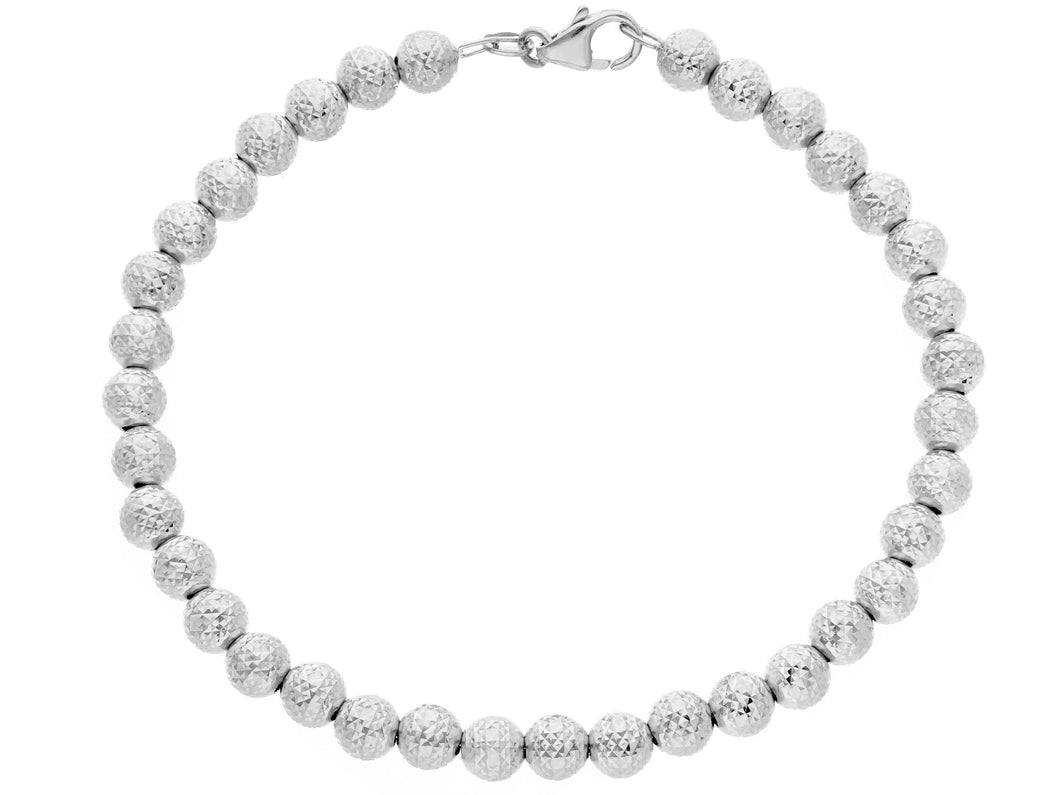 18k white gold bracelet with finely worked spheres 5 mm balls made in Italy.