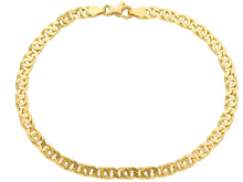 Load image into Gallery viewer, 18k yellow gold bracelet 5mm, 8.3 inches, rounded tiger eye links, made in Italy.
