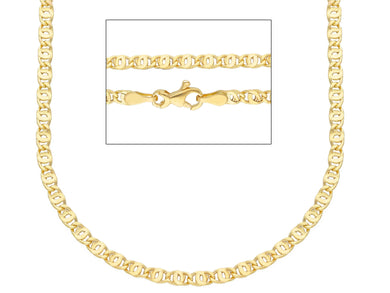 18K YELLOW GOLD CHAIN WAVY TIGER EYE LINKS 2.8mm, 0.11