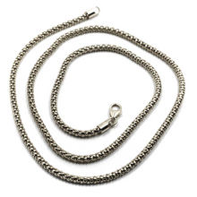 Load image into Gallery viewer, 18K WHITE GOLD BASKET ROUND TUBE POPCORN CHAIN, 2.8mm WIDTH, 18&quot;, ITALY MADE
