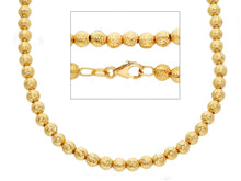 Load image into Gallery viewer, 18k yellow gold balls chain worked spheres 4mm diamond cut, faceted 16&quot;, 40cm.
