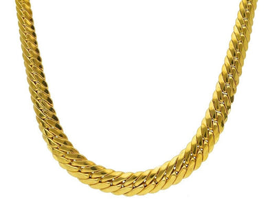 18K YELLOW GOLD GRADUATED 4-8mm HOLLOW ROUNDED NECKLACE, CUBAN CURB 20 INCHES.