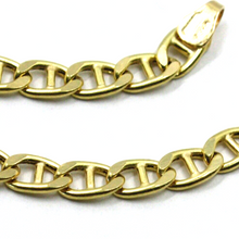 Load image into Gallery viewer, 18k yellow gold chain flat boat mariner oval nautical link big 5mm, 60 cm, 24&quot;.
