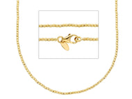 18K YELLOW GOLD CHAIN FINELY WORKED SPHERES 1.5 MM DIAMOND CUT BALLS, 16