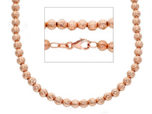 Load image into Gallery viewer, 18k rose gold balls chain worked spheres 4mm diamond cut, faceted 18&quot;, 45cm.
