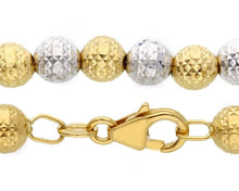 Load image into Gallery viewer, 18K YELLOW WHITE GOLD CHAIN WORKED SPHERES 5mm DIAMOND CUT FACETED BALL 16&quot; 40cm.
