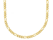 Load image into Gallery viewer, SOLID 18K GOLD FIGARO GOURMETTE CHAIN 3mm WIDTH, 24&quot;, ALTERNATE 3+1 NECKLACE
