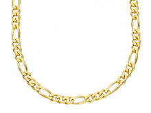 Load image into Gallery viewer, SOLID 18K GOLD FIGARO GOURMETTE CHAIN 4.2mm WIDTH, 24&quot;, ALTERNATE 3+1 NECKLACE
