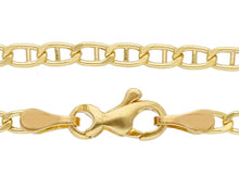 Load image into Gallery viewer, 18K YELLOW GOLD CHAIN FLAT BOAT MARINER OVAL NAUTICAL LINK 2.5mm, 60 cm, 24&quot;.
