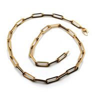 18K ROSE GOLD CHAIN SQUARED OVAL PAPER CLIP 4x15mm LINKS, 18