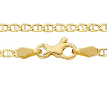 Load image into Gallery viewer, 18K YELLOW GOLD CHAIN FLAT BOAT MARINER OVAL NAUTICAL THIN LINK 2mm, 45 cm, 18&quot;.
