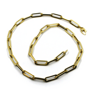 18K YELLOW GOLD CHAIN SQUARED OVAL PAPER CLIP 4x15mm LINKS, 18