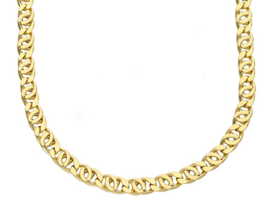 18K YELLOW GOLD CHAIN, 5mm, 24 INCHES, ROUNDED TIGER EYE LINKS, MADE IN ITALY.