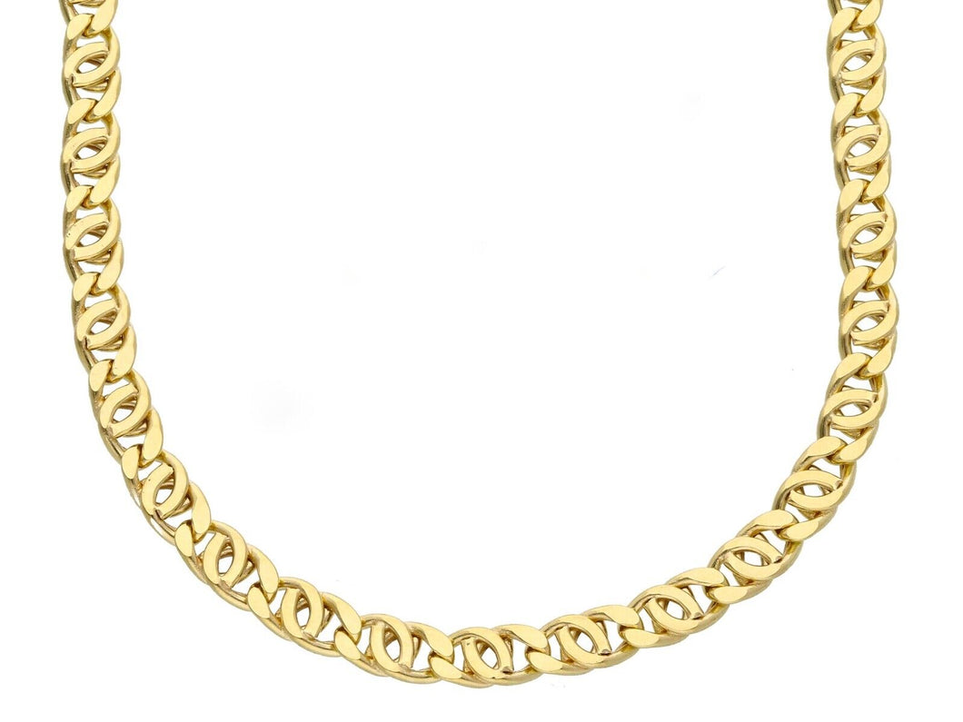 18K YELLOW GOLD CHAIN, 5mm, 24 INCHES, ROUNDED TIGER EYE LINKS, MADE IN ITALY