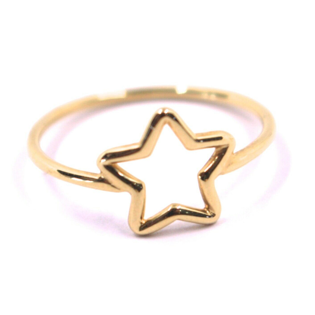 SOLID 18K ROSE GOLD STAR RING, 10mm DIAMETER STAR CENTRAL, MADE IN ITALY.