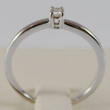 Load image into Gallery viewer, 18K WHITE GOLD SOLITAIRE WEDDING BAND THIN STEM RING DIAMOND 0.07 MADE IN ITALY
