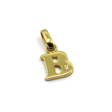 Load image into Gallery viewer, 18k yellow gold pendant charm small initial letter B, 10mm, 0.4&quot;, with diamond.
