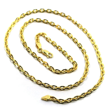 18K YELLOW GOLD SOLID CHAIN SQUARED CABLE 3.2mm OVAL LINKS, 20