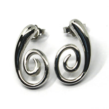 Load image into Gallery viewer, SOLID 18K WHITE GOLD PENDANT EARRINGS, SPIRAL, OVAL, PENDANT, MADE IN ITALY
