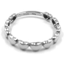 Load image into Gallery viewer, SOLID 18K WHITE GOLD BAND RING, ROW OF ROUNDED HEARTS, HEART, MADE IN ITALY.
