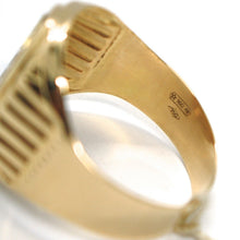 Load image into Gallery viewer, 18K YELLOW WHITE ROSE GOLD BAND MAN RING, OVAL, SATIN, FRAME, MADE IN ITALY.
