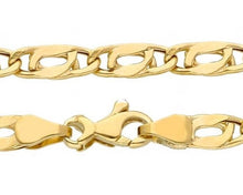 Cargar imagen en el visor de la galería, 18K YELLOW GOLD CHAIN, 3.5mm, TIGER EYE ELONGATED ONDULATE FLAT LINKS 45cm 18&quot;.
