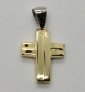 18k white and yellow gold cross stylized very luster made in Italy 1 inches.