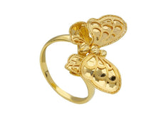 Load image into Gallery viewer, SOLID 18K YELLOW GOLD RING FINELY WORKED CENTRAL 22mm BUTTERFLY SMOOTH SATIN.
