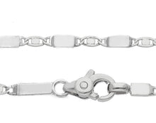 Load image into Gallery viewer, 18K WHITE GOLD FLAT CHAIN NECKLACE 2mm ALTERNATE SMALL OVALS &amp; PLATES, 24&quot; 60cm.
