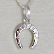 18k white gold horseshoe charm pendant smooth luminous bright made in Italy.