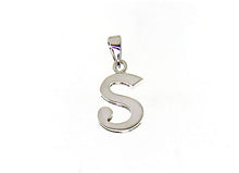 Load image into Gallery viewer, 18k white gold luster pendant with initial s letter  s made in Italy 0.71 inches.
