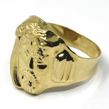 Load image into Gallery viewer, 18k yellow gold band man ring, big Jesus face, made in Italy
