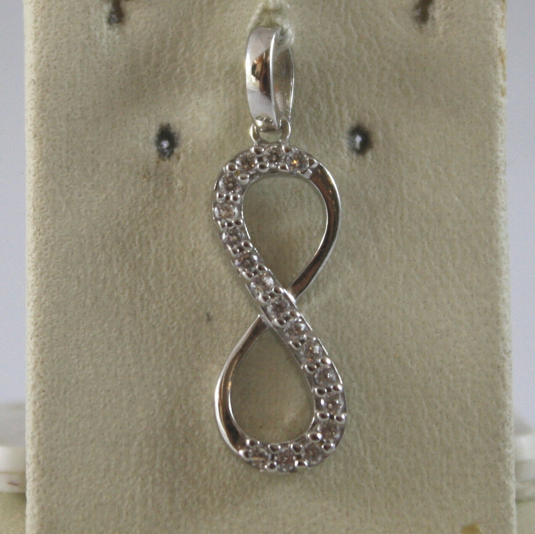 SOLID 18K WHITE GOLD PENDANT, 0,87 In, WITH INFINITY SYMBOL AND ZIRCONIA.