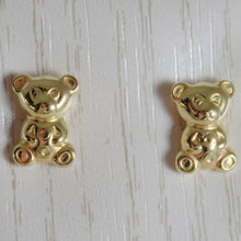 Load image into Gallery viewer, 18k yellow gold earrings mini bear, bears polished for kids child made in Italy.
