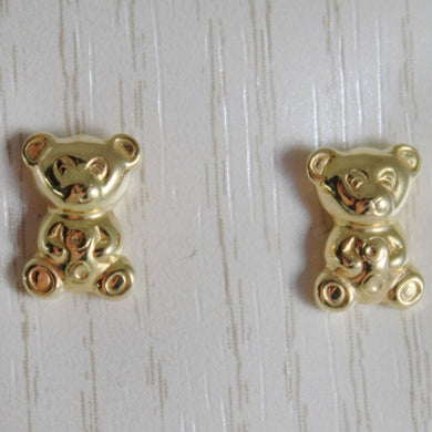 18k yellow gold earrings mini bear, bears polished for kids child made in Italy.