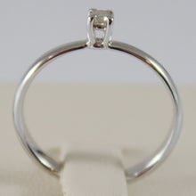 Load image into Gallery viewer, 18k white gold solitaire wedding band castle ring diamond 0.07 made in Italy
