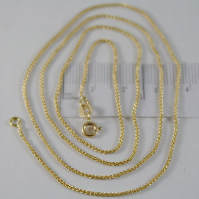 SOLID 18K YELLOW GOLD SPIGA WHEAT EAR CHAIN 24 INCHES, 1.2 MM, MADE IN ITALY.