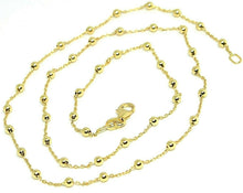 Load image into Gallery viewer, 18K YELLOW GOLD MINI BALLS CHAIN 2 MM, 18 INCHES SPHERE ALTERNATE OVAL ROLO LINK
