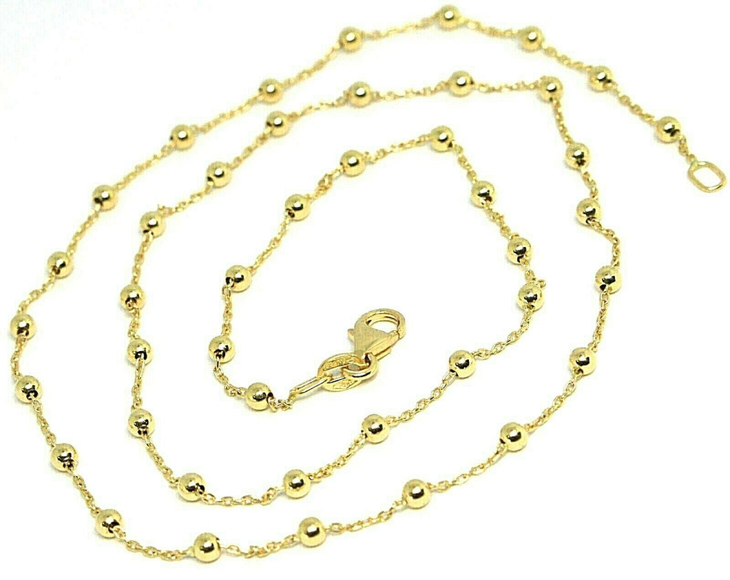 18K YELLOW GOLD MINI BALLS CHAIN 2 MM, 18 INCHES SPHERE ALTERNATE OVAL ROLO LINK