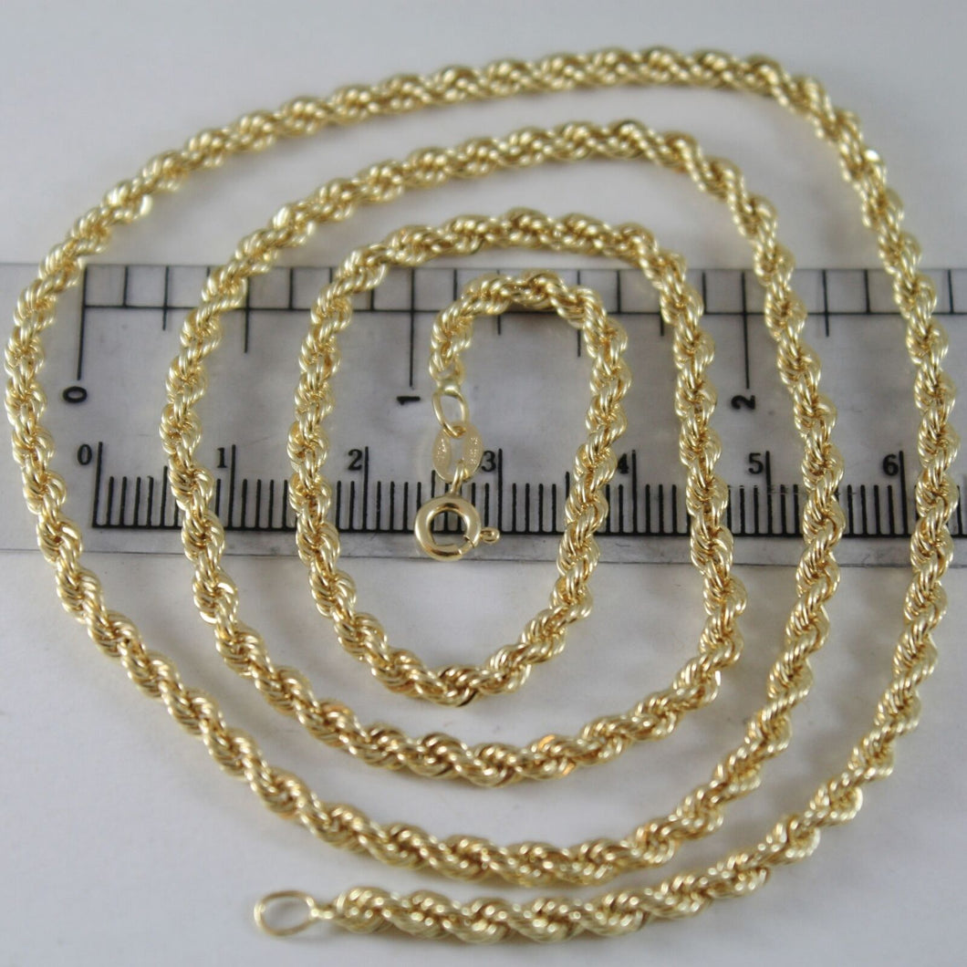 18k yellow gold chain necklace 3.5 mm braid big rope link 23.6, made in Italy.