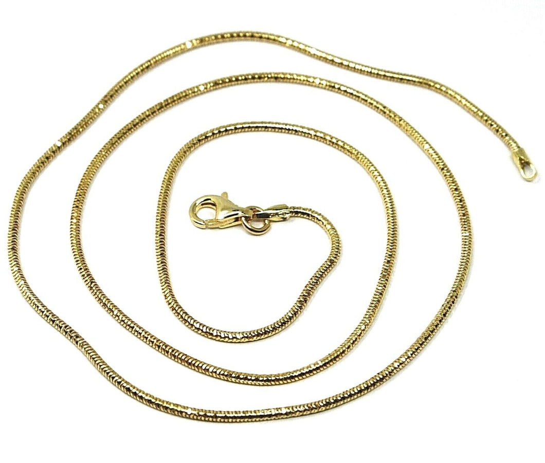 SOLID 18K YELLOW GOLD CHAIN ROUND BOX SNAKE 1.5 mm, BRIGHT, 40cm, 16