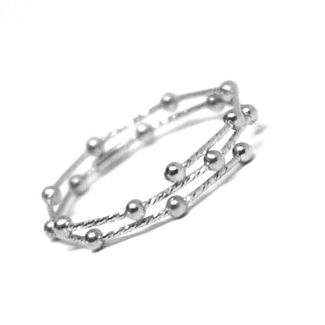 18k white gold Magicwire multi wires ring, elastic worked, spheres, snake.