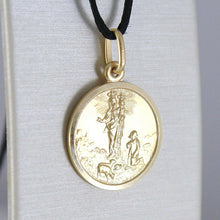 Load image into Gallery viewer, solid 18k yellow gold Madonna Our Virgin Mary Lady of the Guard 13 mm round medal pendant very detailed.
