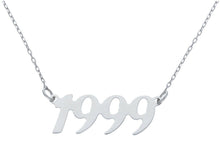 Load image into Gallery viewer, 18k white gold necklace, year of birth central, square rolo chain made in Italy.
